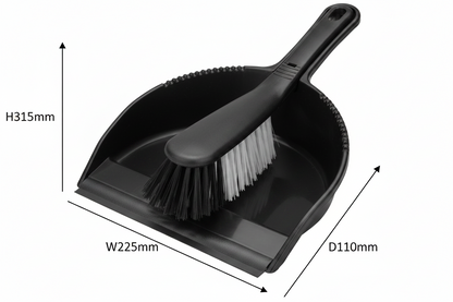 Addis Dustpan And Stiff Brush Set | Black | 22.5 x 31.5 x 11cm