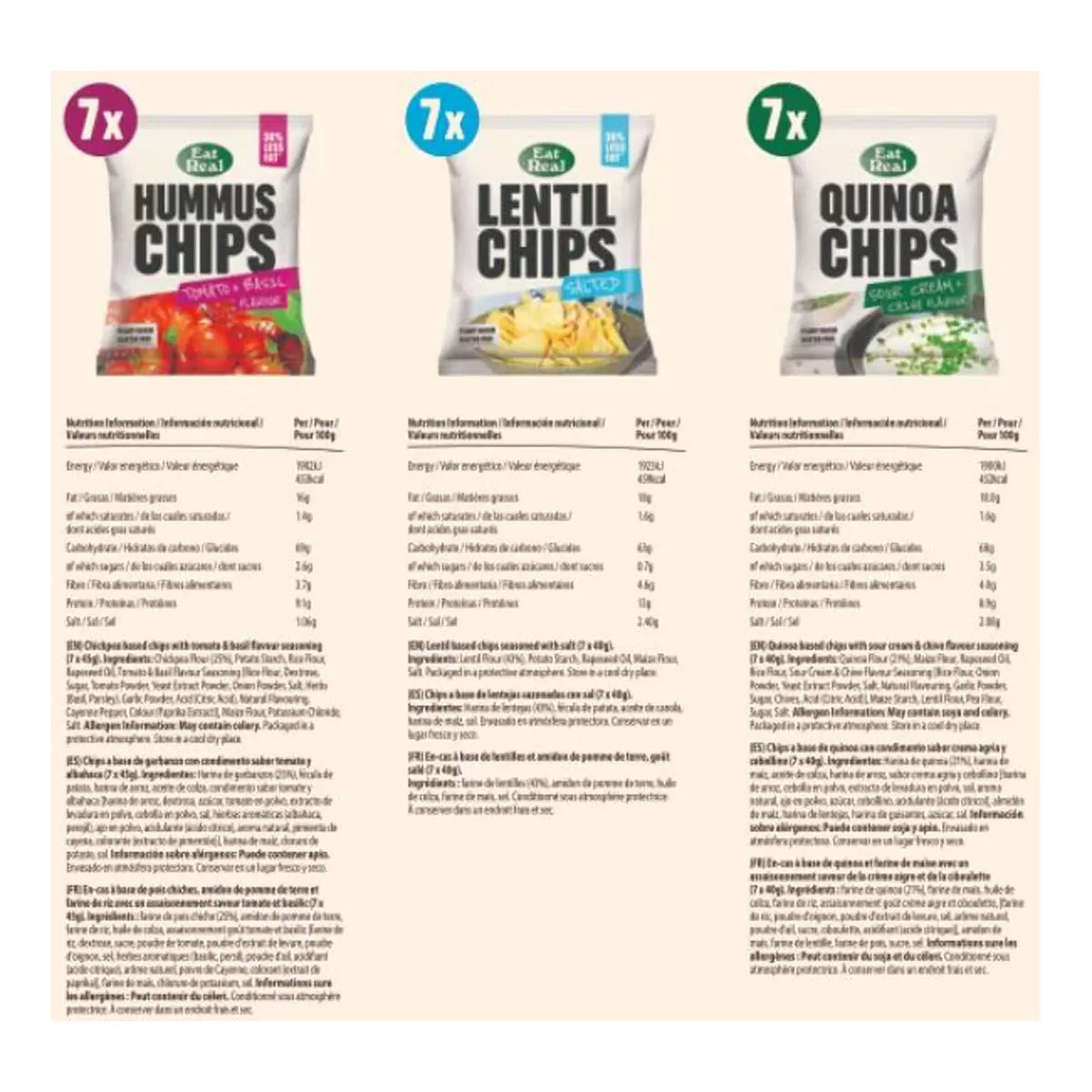 Eat Real Variety Snack Box | 3 Flavours | 21 Mixed Packs