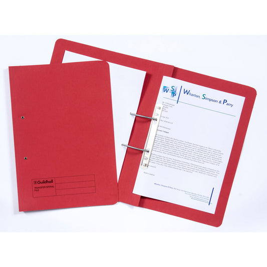 Guildhall Spring Transfer File Manilla Foolscap 315gsm Red (Pack 50) - 348-REDZ