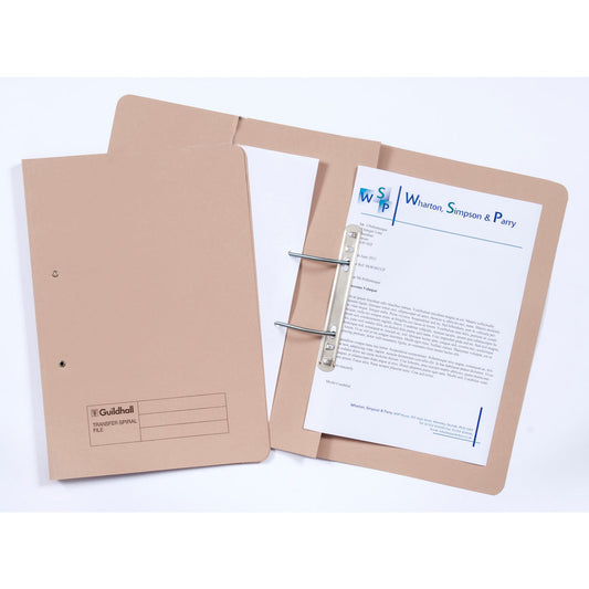 Guildhall Transfer Spring Transfer File Manilla Foolscap 315gsm Buff (Pack 25) - 349-BUFZ