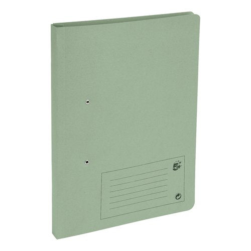 5 Star Transfer Spring File Foolscap Mediumweight 285gsm Capacity 38mm Green (Pack of 50) 356580
