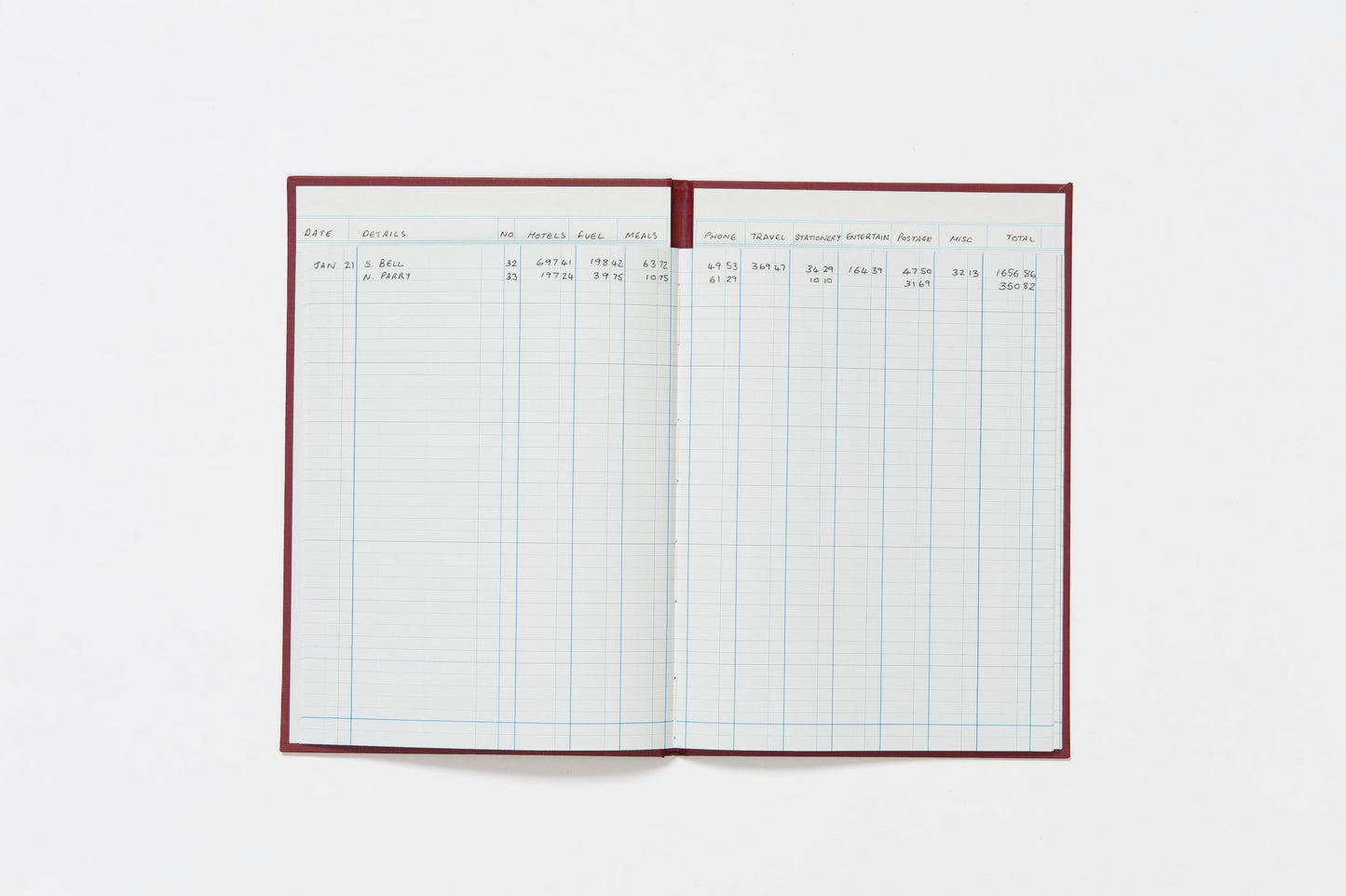 Guildhall Headliner Account Book Casebound 298x203mm 10 Cash Columns 80 Pages Red 38/10Z