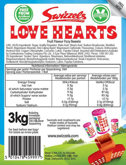 Swizzels Love Hearts Mini Rolls 3kg Bag | Party Treats | Party Favours | Promotion Goods | Approx 250 Rolls