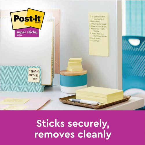 Post-it Super Sticky 76x76mm 90 Sheets Canary Yellow VALUE PACK 8 + 4 FREE (Pack of 12) 654-SSCY-P8+