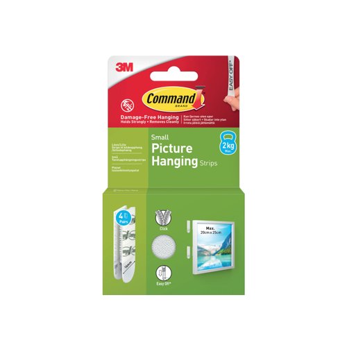 Command Picture Hanging Strips 4 Pairs Small White (Pack of 8) 7100337181