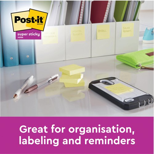 Post-it Super Sticky Notes 127x76mm Cabinet Cardboard Packaging Canary Yellow (24 Pack) 7100236612