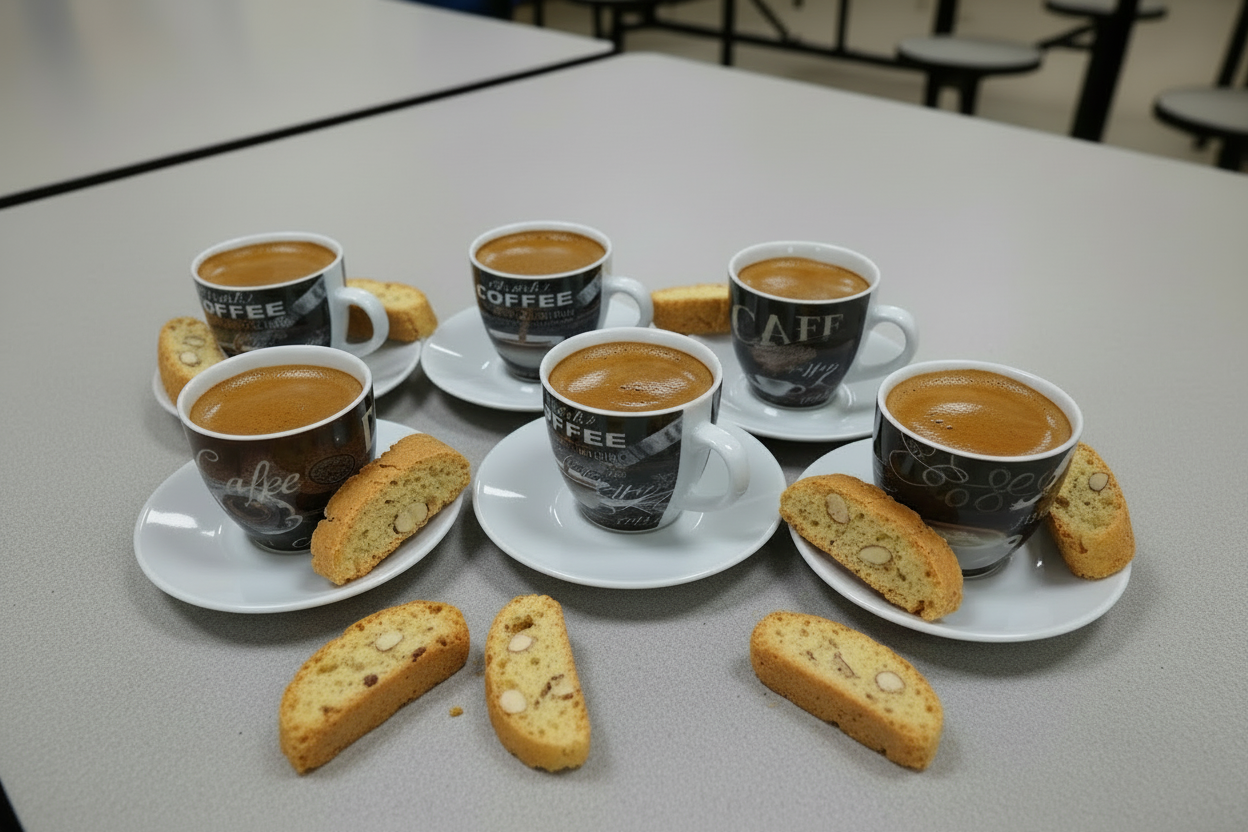 Fixtures Coffee Printed Design Espresso Cup & Saucer Set {12 Piece Set}