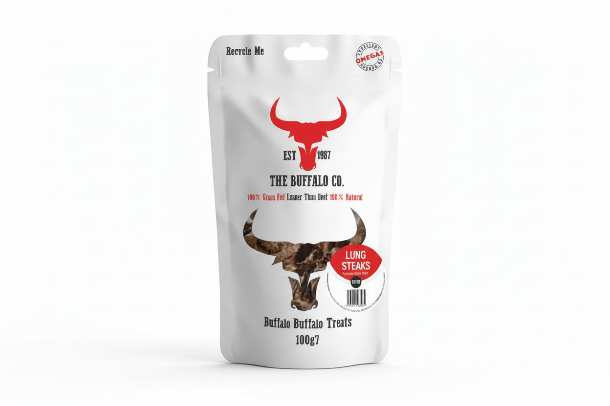 The Buffalo Co. Buffalo Lung Steaks for Dogs | 100% Natural | Dog treats |  1 x 100g