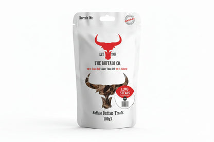 The Buffalo Co. Buffalo Lung Steaks for Dogs | 100% Natural | Dog treats |  1 x 100g