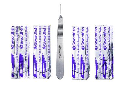 Swordfish Pro Scalpel No 3 Handle with 4 Blades Silver - 43110