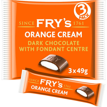 Fry's Chocolate Orange Cream | Dark Chocolate Bars with Orange Cream Fondant | 3 x 49g | 16 x 157g F