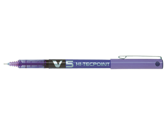 Pilot V5 Hi-Tecpoint Liquid Ink Rollerball Pen 0.5mm Tip 0.3mm Line Violet (Pack 12) - 100101208