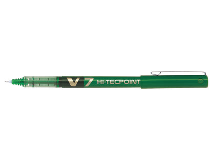 Pilot V7 Hi-Tecpoint Liquid Ink Rollerball Pen 0.7mm Tip 0.5mm Line Green (Pack 12) - 101101204