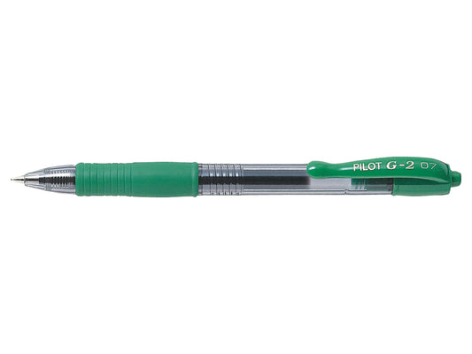 Pilot G-207 Retractable Gel Rollerball Pen 0.7mm Tip 0.39mm Line Green (Pack 12) - 41101204
