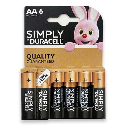 Duracell Simply AA Batteries Carded Pack 3 x 6 (18)