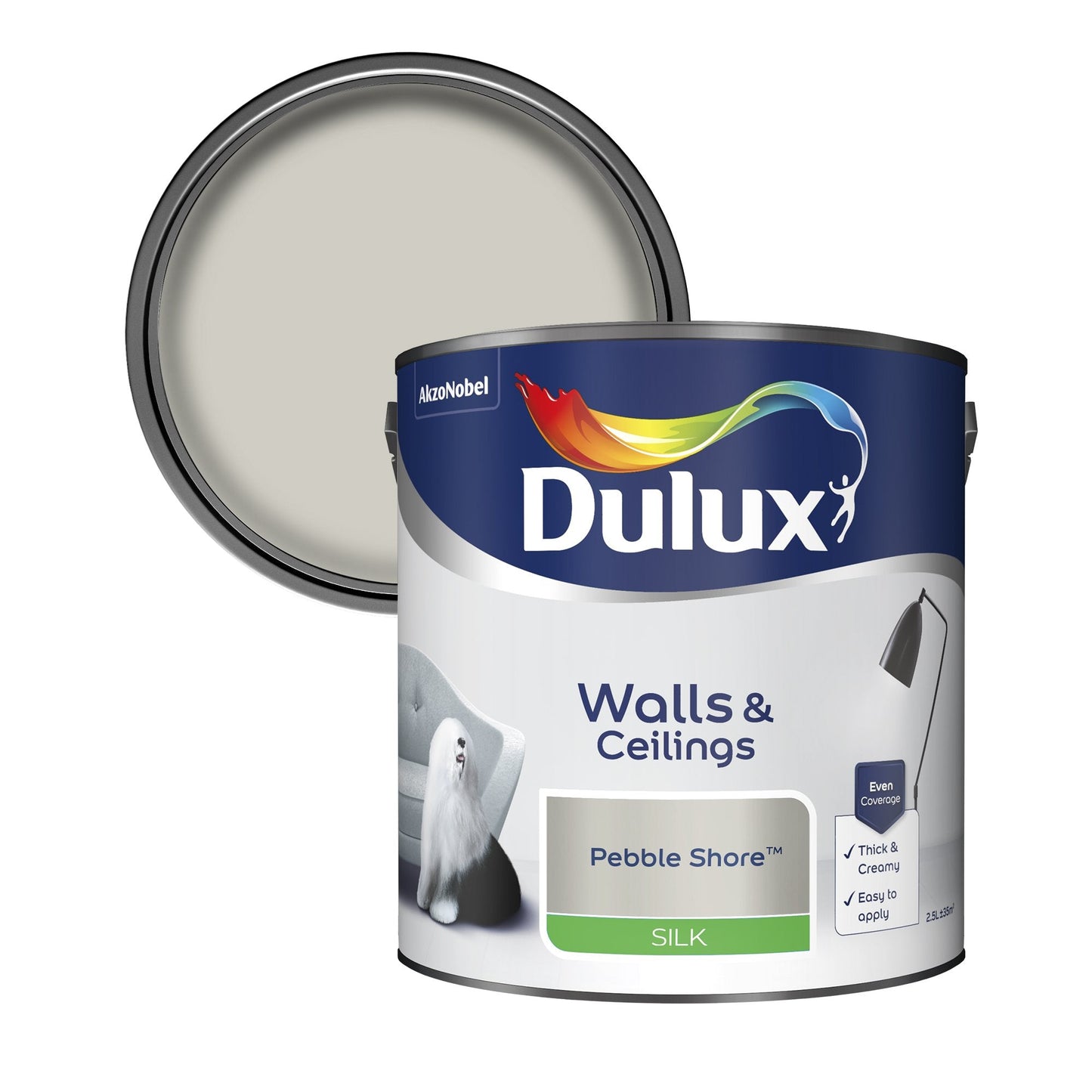 Dulux Silk Emulsion Paint For Walls And Ceilings - Pebble Shore 2.5 Litres