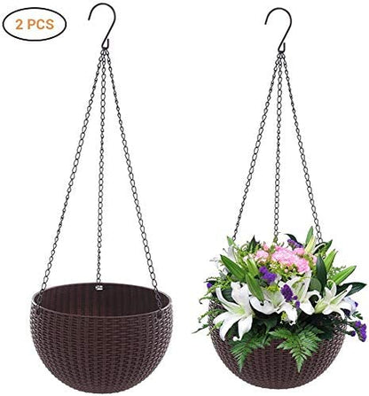 Fixtures Brown Rattan Effect Hanging Basket LARGE 25cm x 16cm