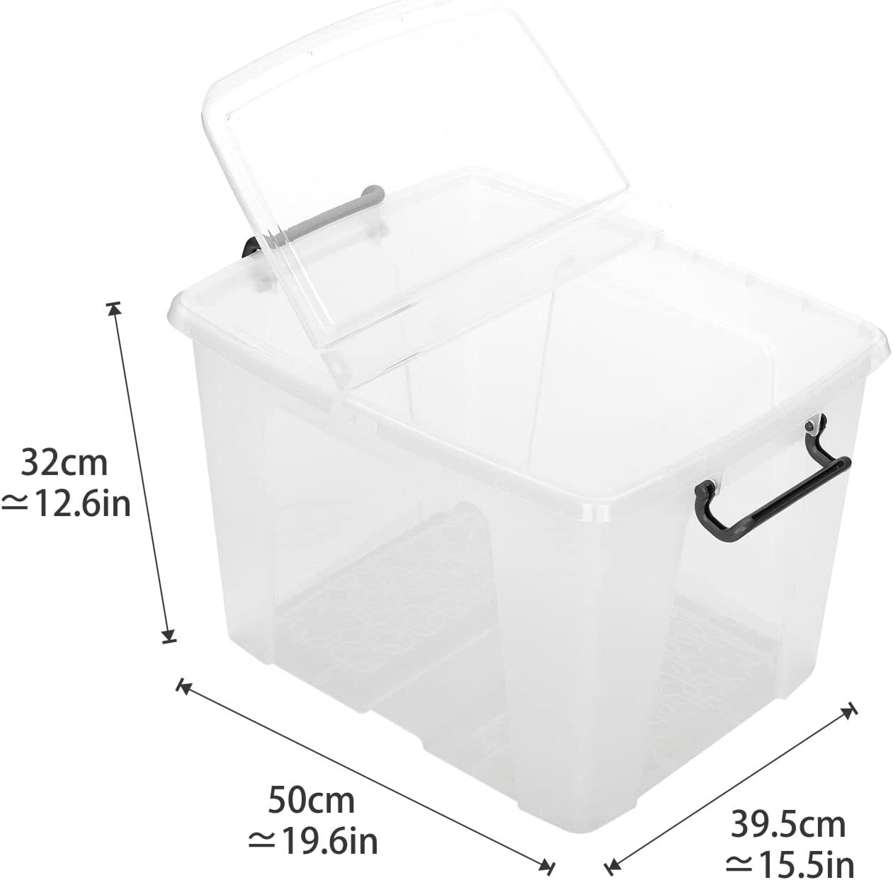 Strata Smart Box Clip-On Folding Lid Carry Handles 40 Litre Clear Ref HW674CLR AQ03954 - UK BUSINESS SUPPLIES
