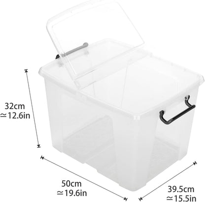 Strata Smart Box Clip-On Folding Lid Carry Handles 40 Litre Clear Ref HW674CLR AQ03954 - UK BUSINESS SUPPLIES