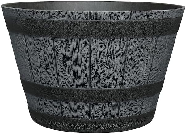 Fixtures Half Barrel Cask Grey 40cm x 27cm Medium Planter
