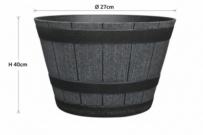 Fixtures Half Barrel Cask Grey 40cm x 27cm Medium Planter