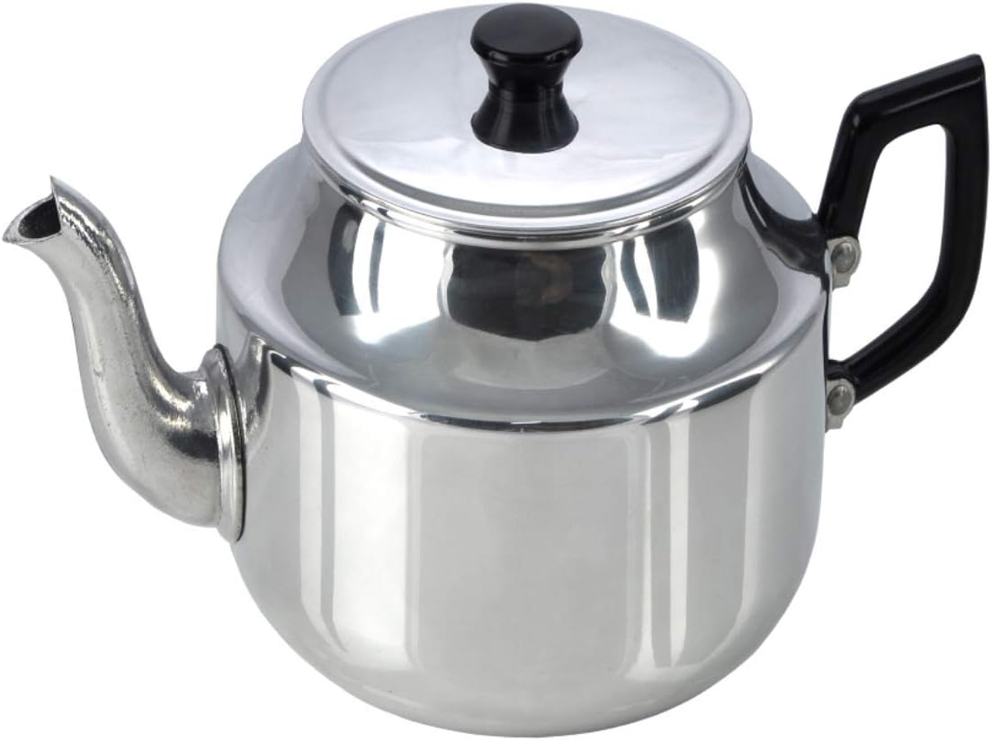 Polished Aluminium Teapot, 6 Cup / 1 Litre Capacity, Gift-Boxed With Drip-Free Spout