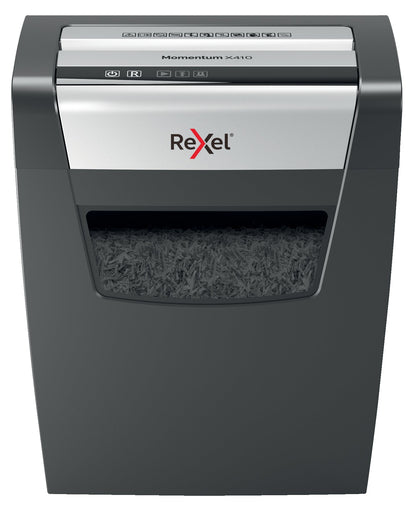 Rexel Momentum X410 Cross Cut Shredder 23 Litre 10 Sheet Black 2104571