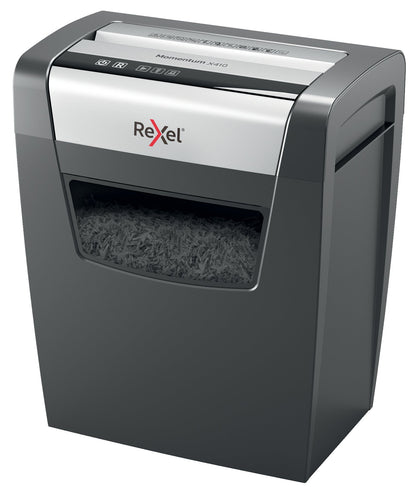 Rexel Momentum X410 Cross Cut Shredder 23 Litre 10 Sheet Black 2104571