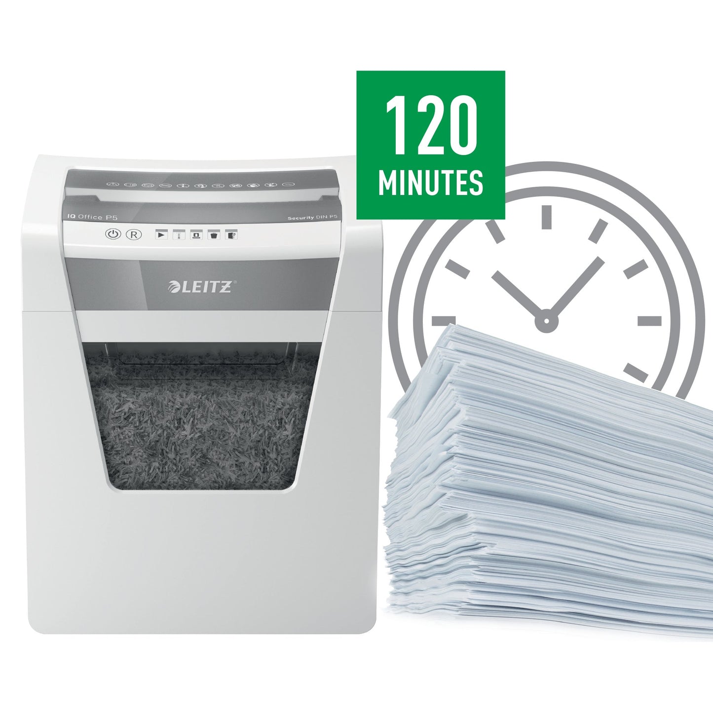 Leitz IQ Office Micro Cut Paper Shredder Security P5 23L White 80021000