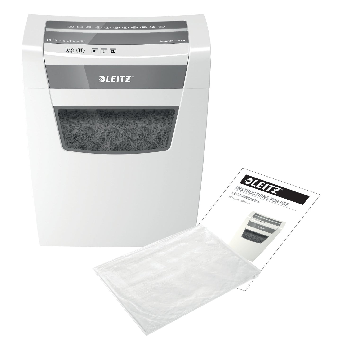 Leitz IQ Home Office Cross Cut Paper Shredder P4 23L White 80091000