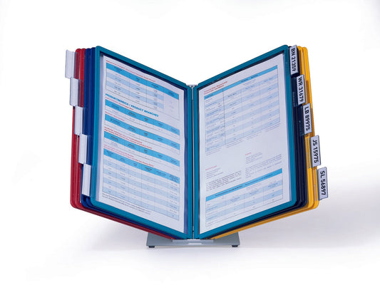 Durable Vario Desk Display System with 10 Panels Assorted Colours 557000