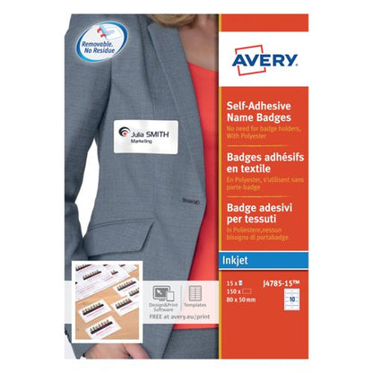 Avery Self-Adhesive Name Badges 80x50mm (Pack of 150) J4785-15