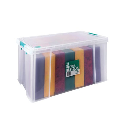 Storestack 70 Litre Storage Box W660Xd450Xh320mm Clear RB90126