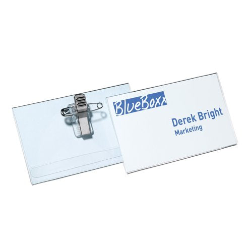 Durable Name Badge with Combi Clip 54x90mm Clear (Pack of 50) 8145/19