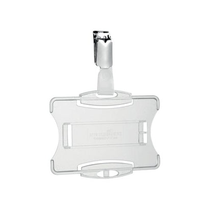 Durable Card Holder with Clip 54x87mm Clear (Pack of 25) 8118/19