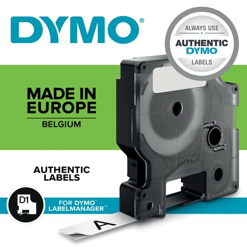 Dymo 45020 D1 LabelMaker Tape 12mm x 7m White on Clear S0720600