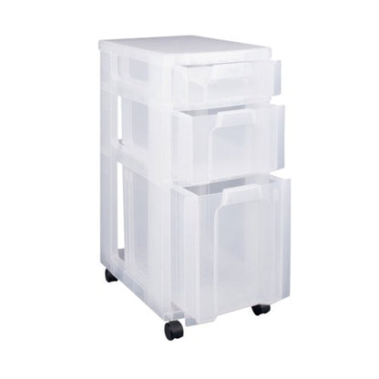 Really Useful Plastic Storage Tower 3 Drawers Clear 7L/12L/25L DT1019