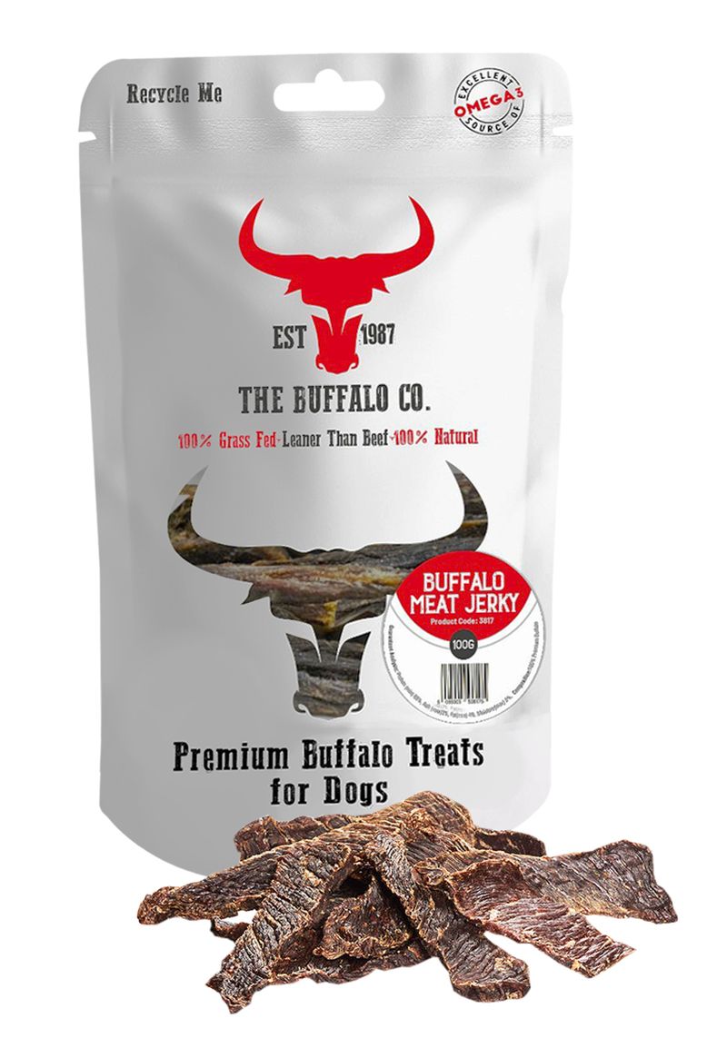 The Buffalo Co. Buffalo Meat Jerky for Dogs | 100% Natural Grass-Fed Dog Treats | 1 x 100g