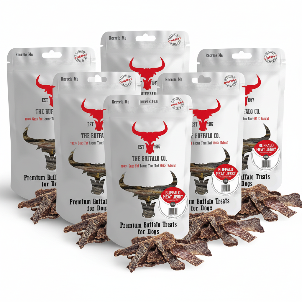 The Buffalo Co. Buffalo Meat Jerky for Dogs | 100% Natural Grass-Fed Dog Treats | 1 x 100g