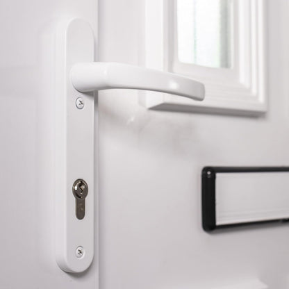 Securit UPVC Keyed Door Handle White (122mm x 92mm) | Front & Back