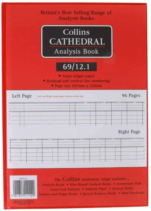 Collins Cathedral Analysis Book 12 Cash Columns 96 Pages 811112/X