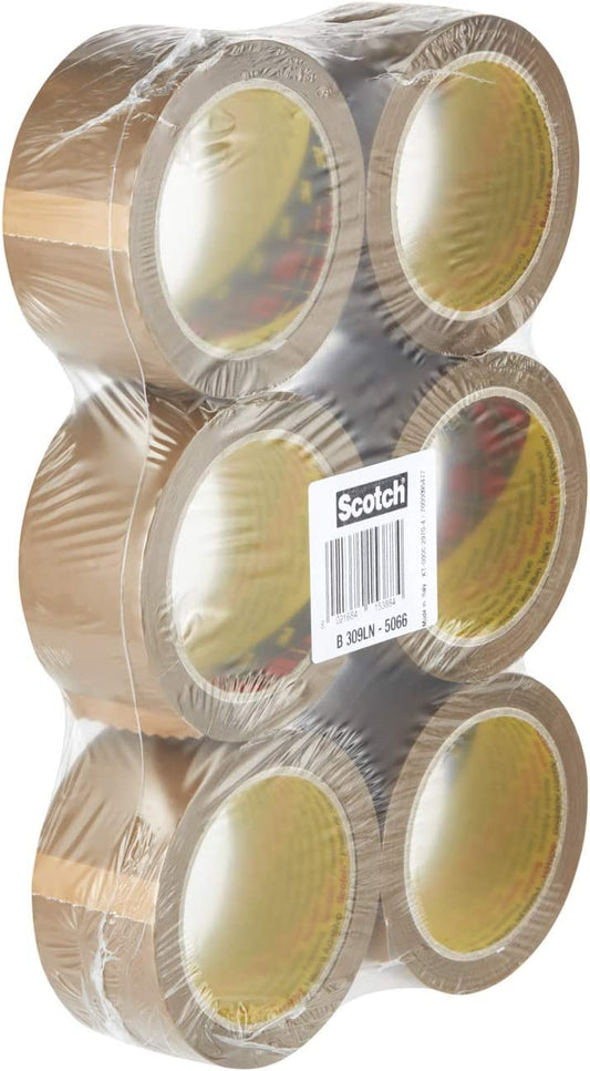 Scotch Packaging Tape Low Noise Brown/Buff 48mmx66m Pack 6 - 72 Roll's {Full Box}