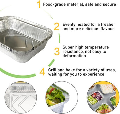 Caroline Foil Trays & Lids 16oz | 103 x 129 x 41mm | 1 x 10pk
