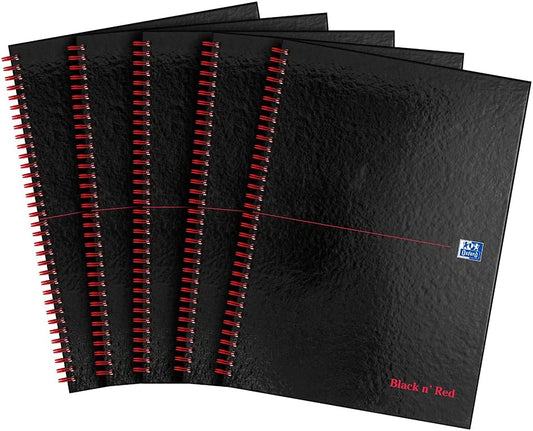 Black n' Red Wirebound Hardback Notebook 5mm Square A4 (Pack of 5) 100080201