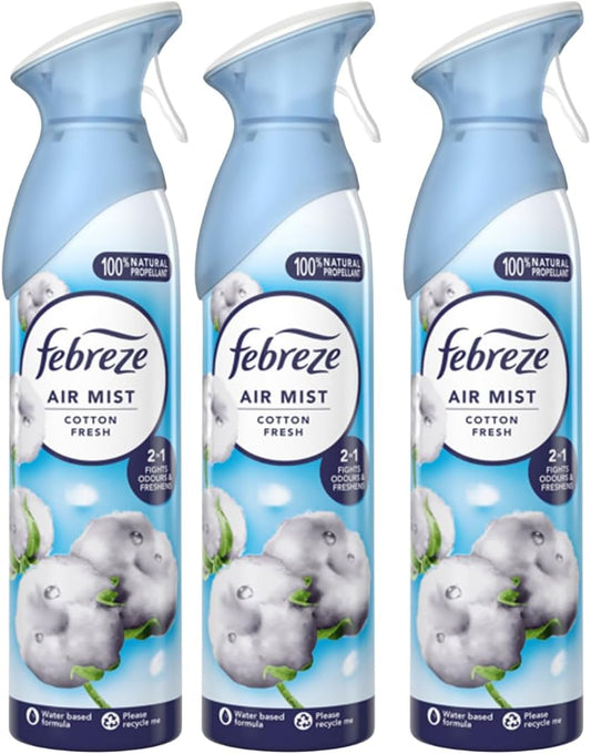Febreze Air Freshener for Room Spray & Bathroom, Cotton Fresh, 185ML x 3 Packs, Air Fresheners for Home. (Copy)