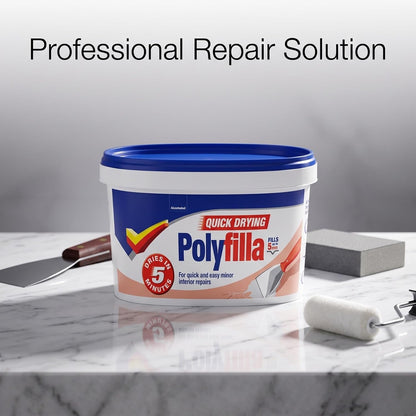Polycell Multi-Purpose Quick Drying Polyfilla | 1 x 500g Resealable Tub