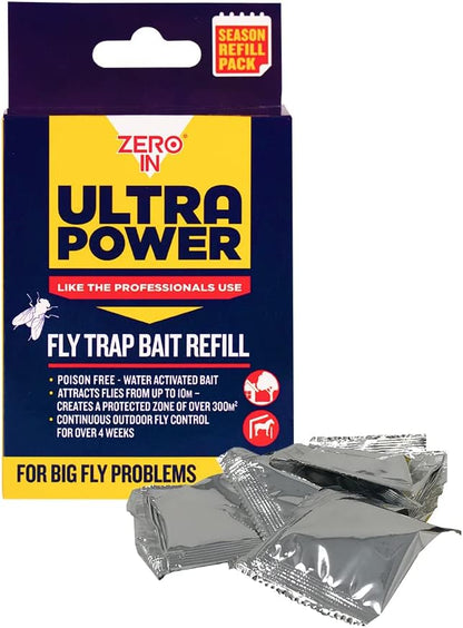 Zero In Ultra Power Outdoor Fly Trap Bait Refill Sachets – 8g x 6