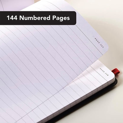 Black By Black n Red Casebound Notebook 90gsm Ruled and Numbered 144pp A5 Ref 400033673 - UK BUSINESS SUPPLIES