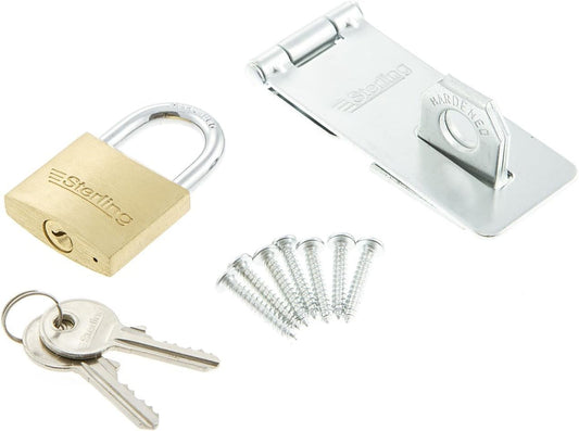 Sterling PHS002 40 mm Brass Padlock/95 mm Hasp and Staple Solution Pack