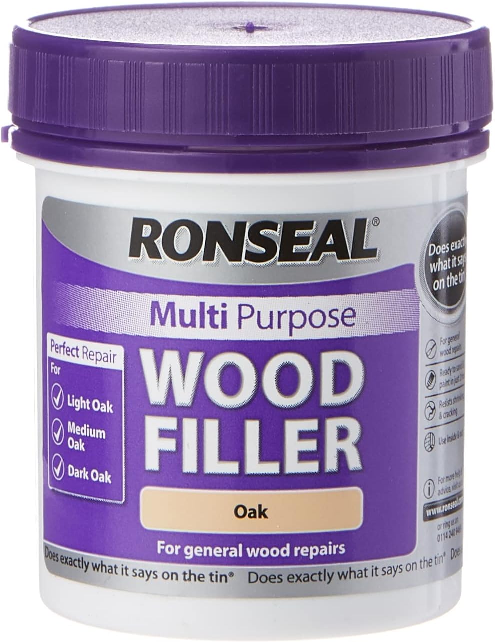 Ronseal Multi-Purpose Wood Filler Tub | Oak | 1 x 250g Tub